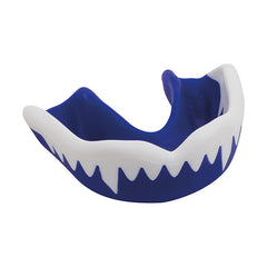 Paradenti "Viper" di Gilbert Paradenti: Paradenti blu e bianco con un esclusivo design frastagliato, ideale per la protezione sportiva.