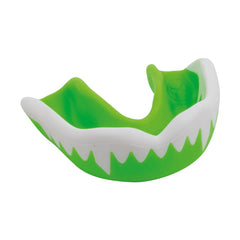 Paradenti Gilbert Viper: Paradenti verde e bianco con un esclusivo design seghettato, ideale per la protezione sportiva.
