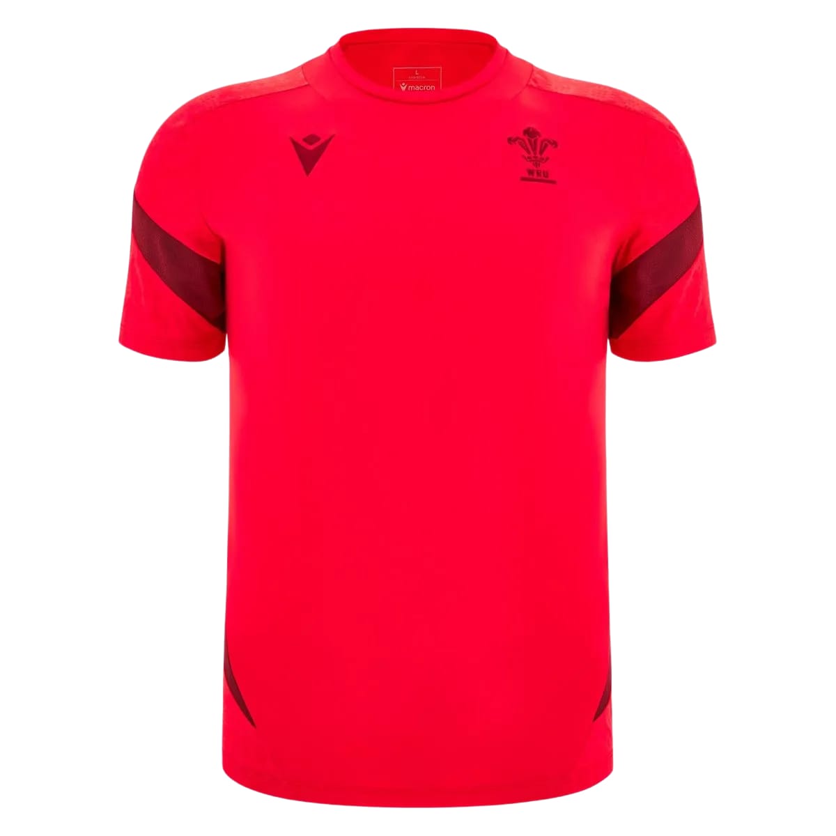 Maglia training rugby Galles 2026 Macron rossa con stemma