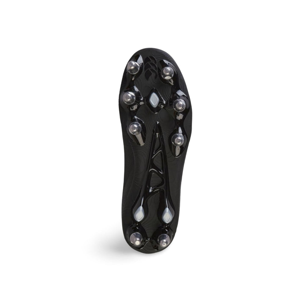 Scarpino da rugby Canterbury Stampede SG nero con tacchetti argento.