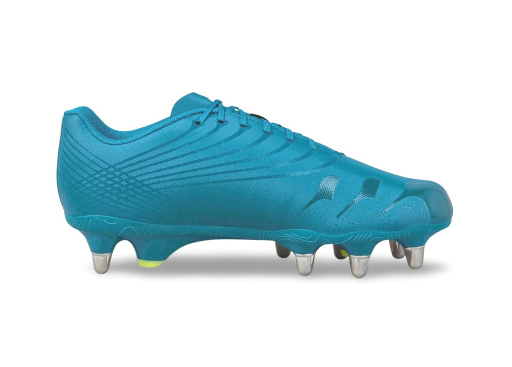 Scarpino da rugby Canterbury Stampede SG verde petrolio con tacchetti metallici.