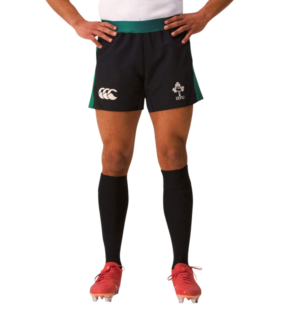 Pantaloncini da rugby Irlanda gara away blu scuro con logo IRFU.