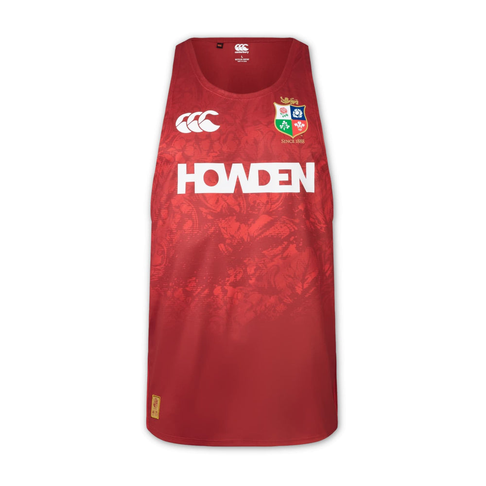 Canottiera Rugby British & Irish Lions Bordo: maglia da rugby rossa senza maniche con l'emblema dei British & Irish Lions e il logo dello sponsor Howden.