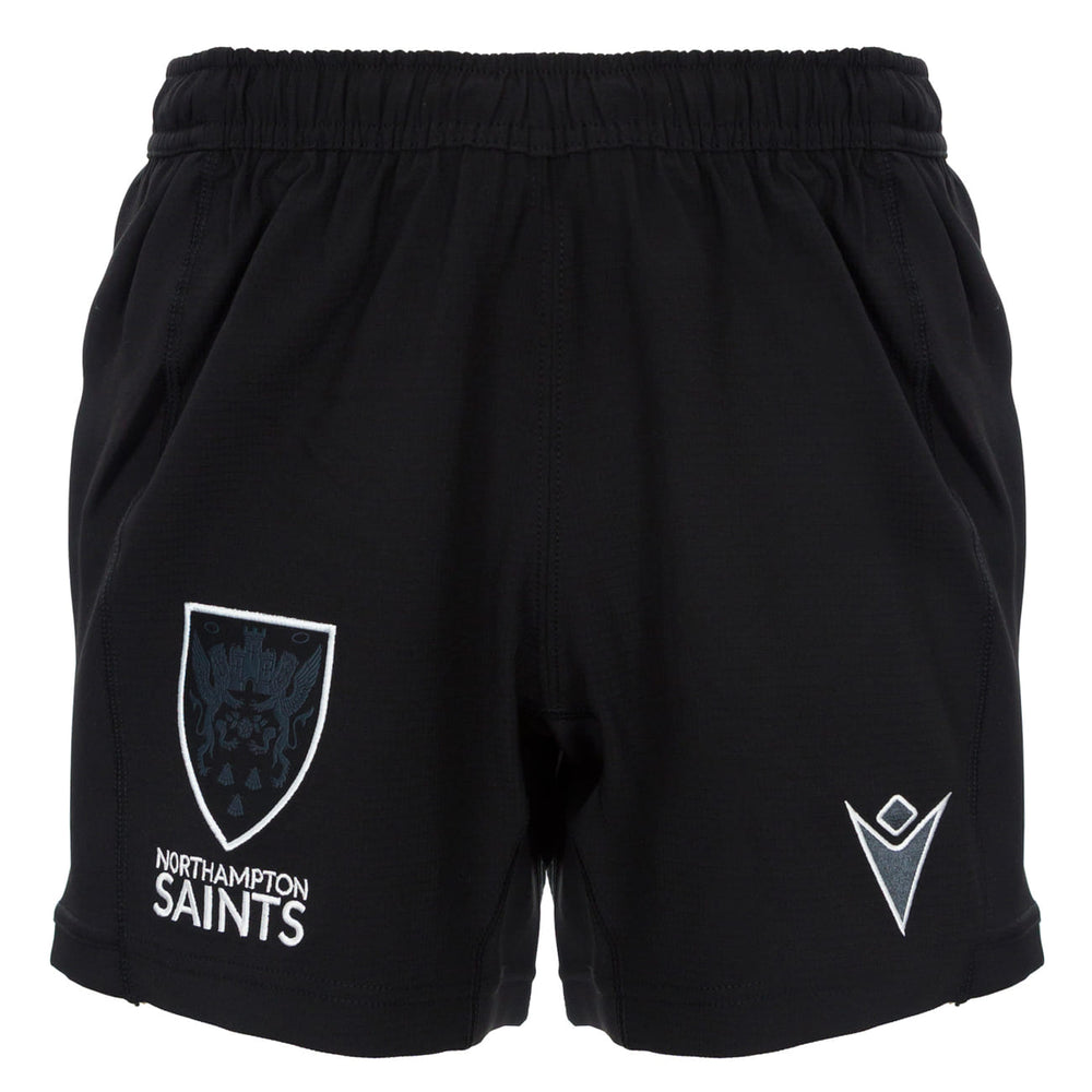 Pantaloncini Rugby Northampton Saints Gara Nero 2022-23: Pantaloncini ufficiali da rugby neri per la stagione 2022-23.