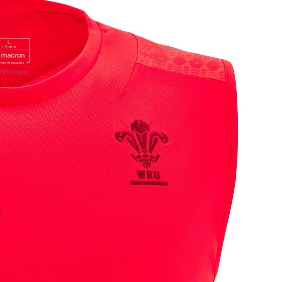 Maglia smanicata da allenamento rugby Galles Macron Training 2026, rosso.