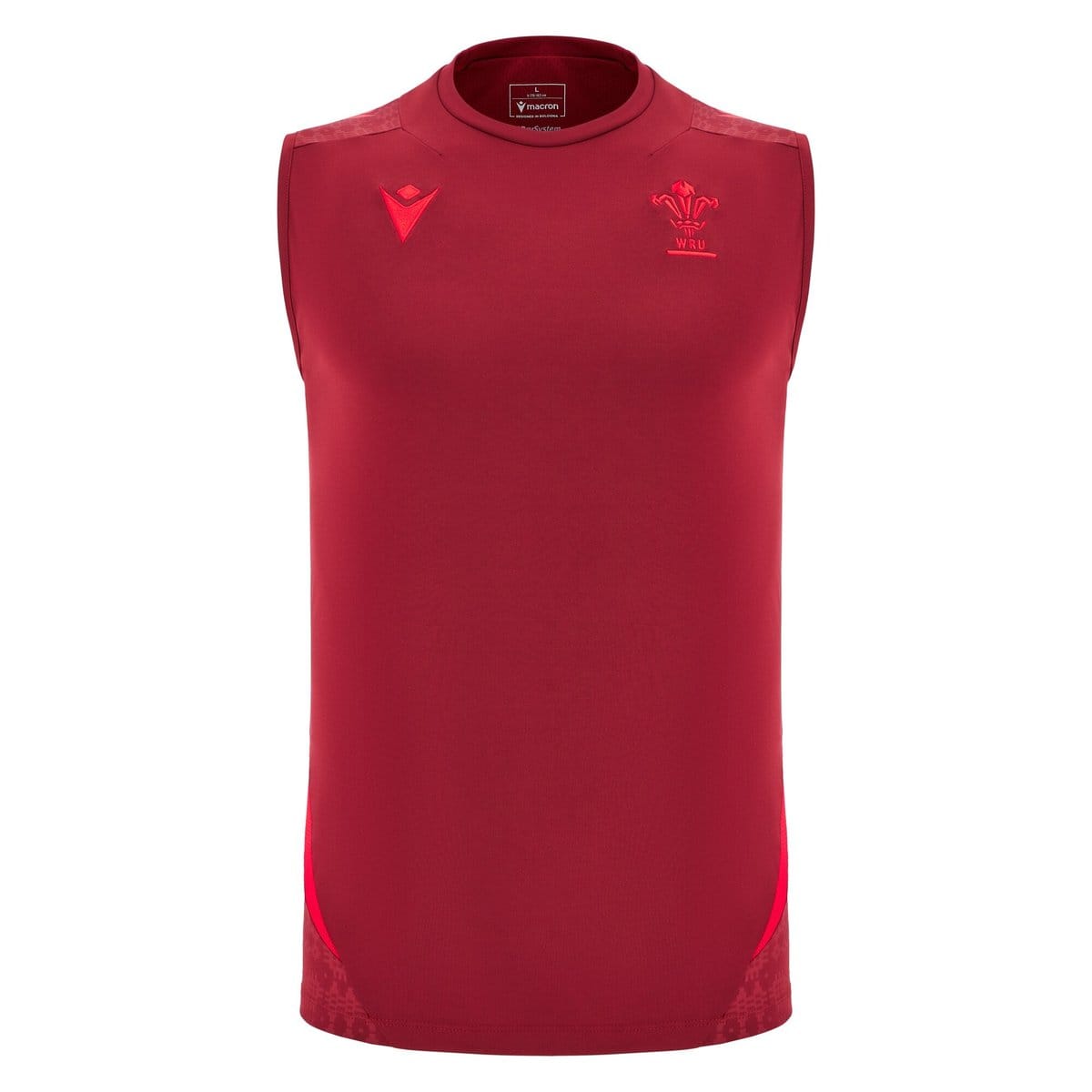 Maglia senza maniche da allenamento rugby Galles Macron 2026 rosso profondo.