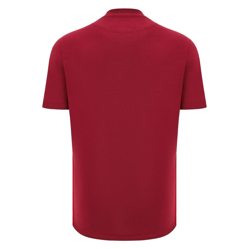 T-shirt da viaggio Rugby Galles Cotone 2026 rosso intenso, retro.