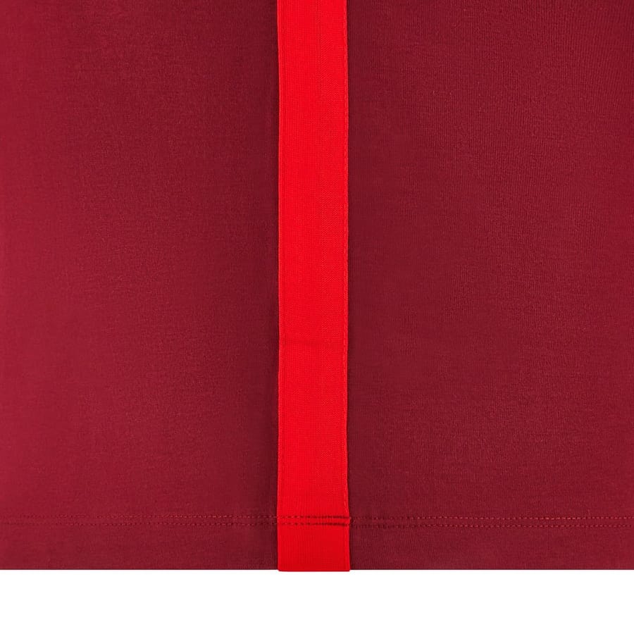 T-shirt Rugby Galles 2026 cotone rosso intenso con banda rossa centrale.