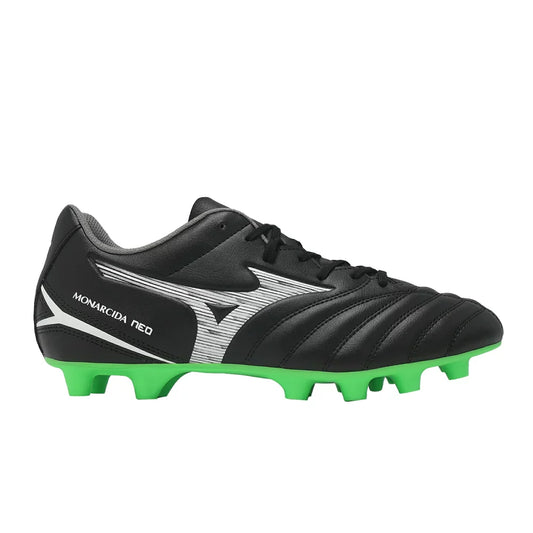 Scarpino Mizuno Monarcida NEO III Select MD nero e verde con tacchetti.
