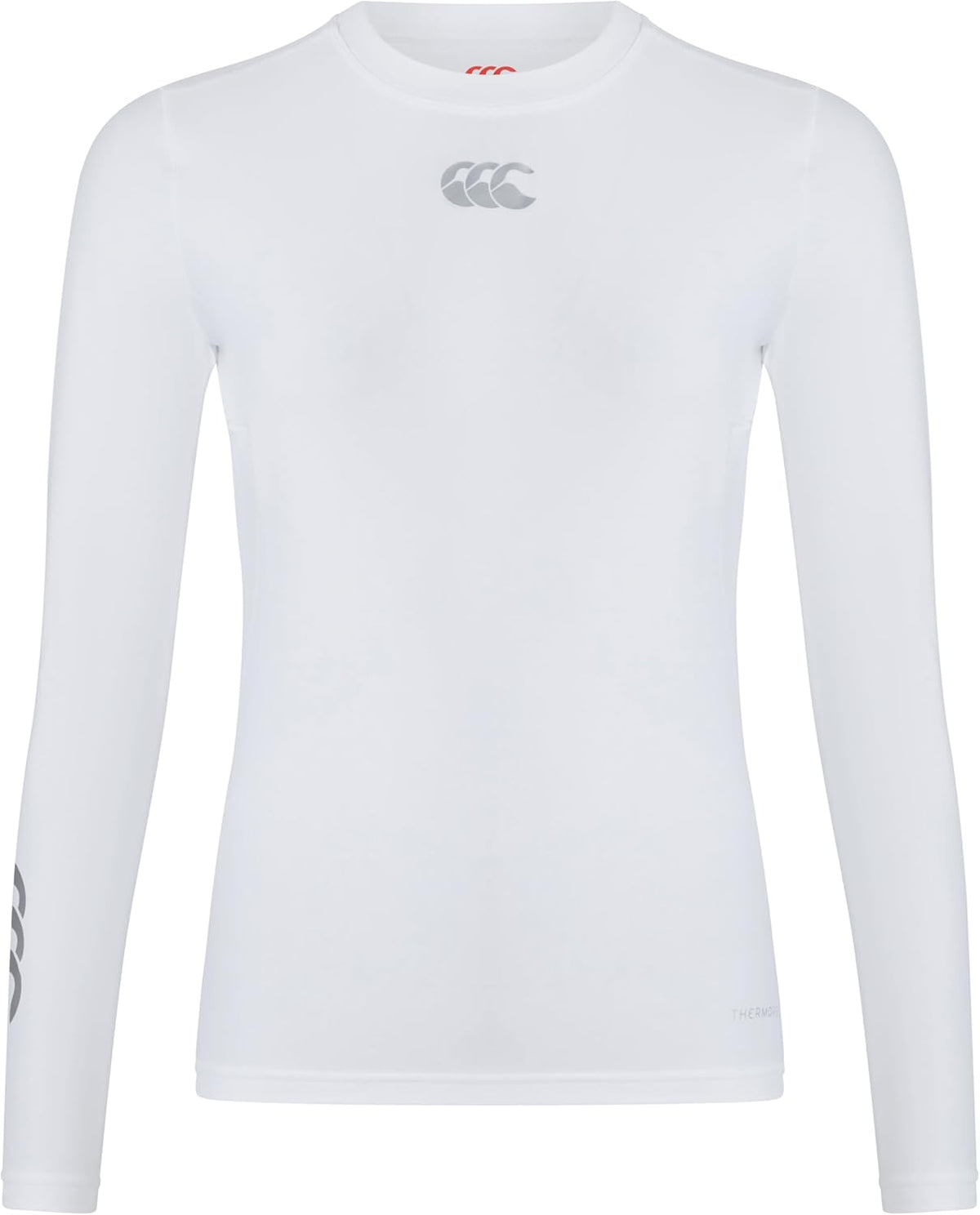 Maglia termica Canterbury bianca a maniche lunghe per uomo, logo CCC.