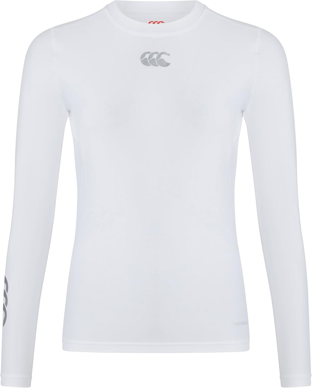 Maglia termica Canterbury bianca a maniche lunghe per uomo, logo CCC.