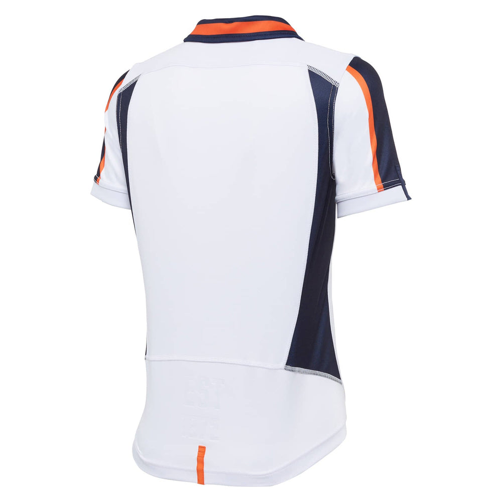 Maglia Rugby Edinburgo Away Authentic: Maglia da rugby bianca, dettagli blu navy e arancioni