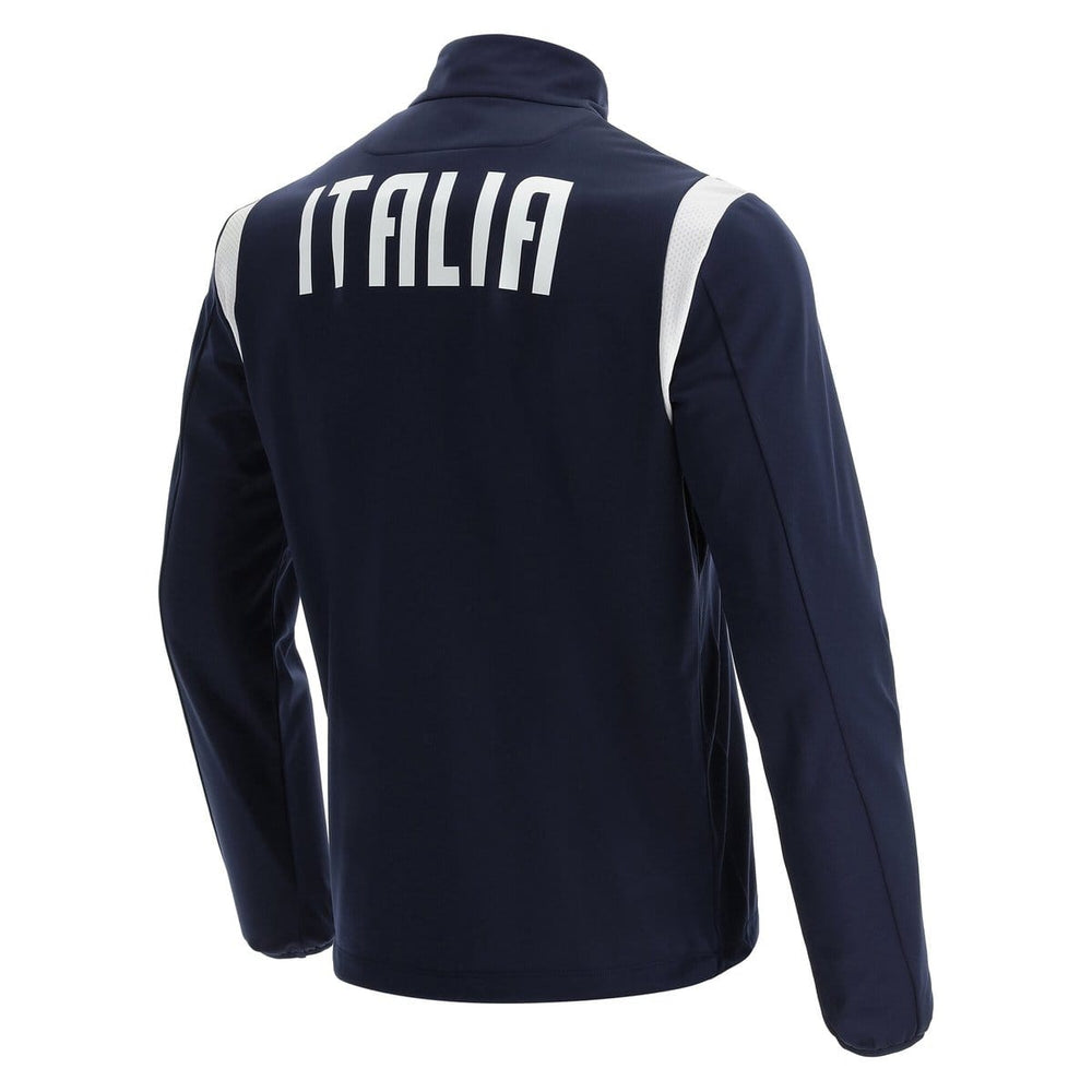 Felpa training Italia Rugby ragazzo blu con scritta bianca, microfibra ufficiale.