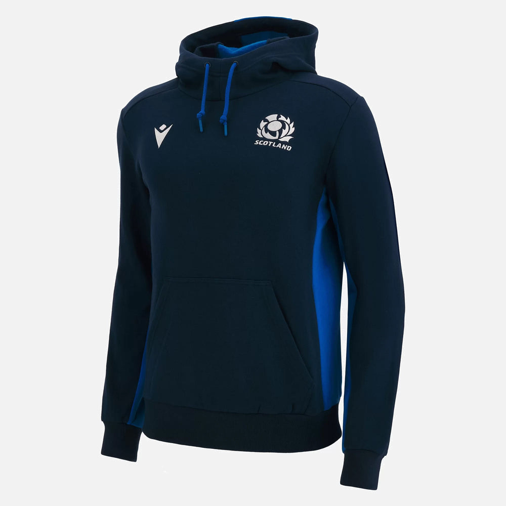 Felpa da viaggio Macron bambino Scozia Rugby 2023 blu navy con cappuccio e logo