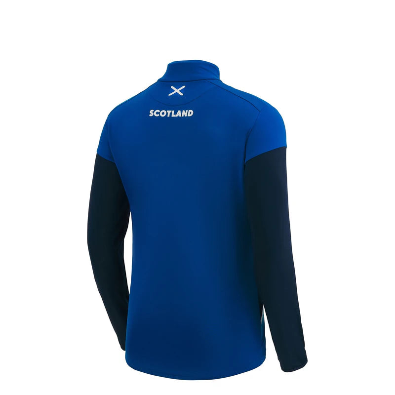 Felpa Rugby Scozia Mezza Zip PolarFleece Ragazzo Azzurro