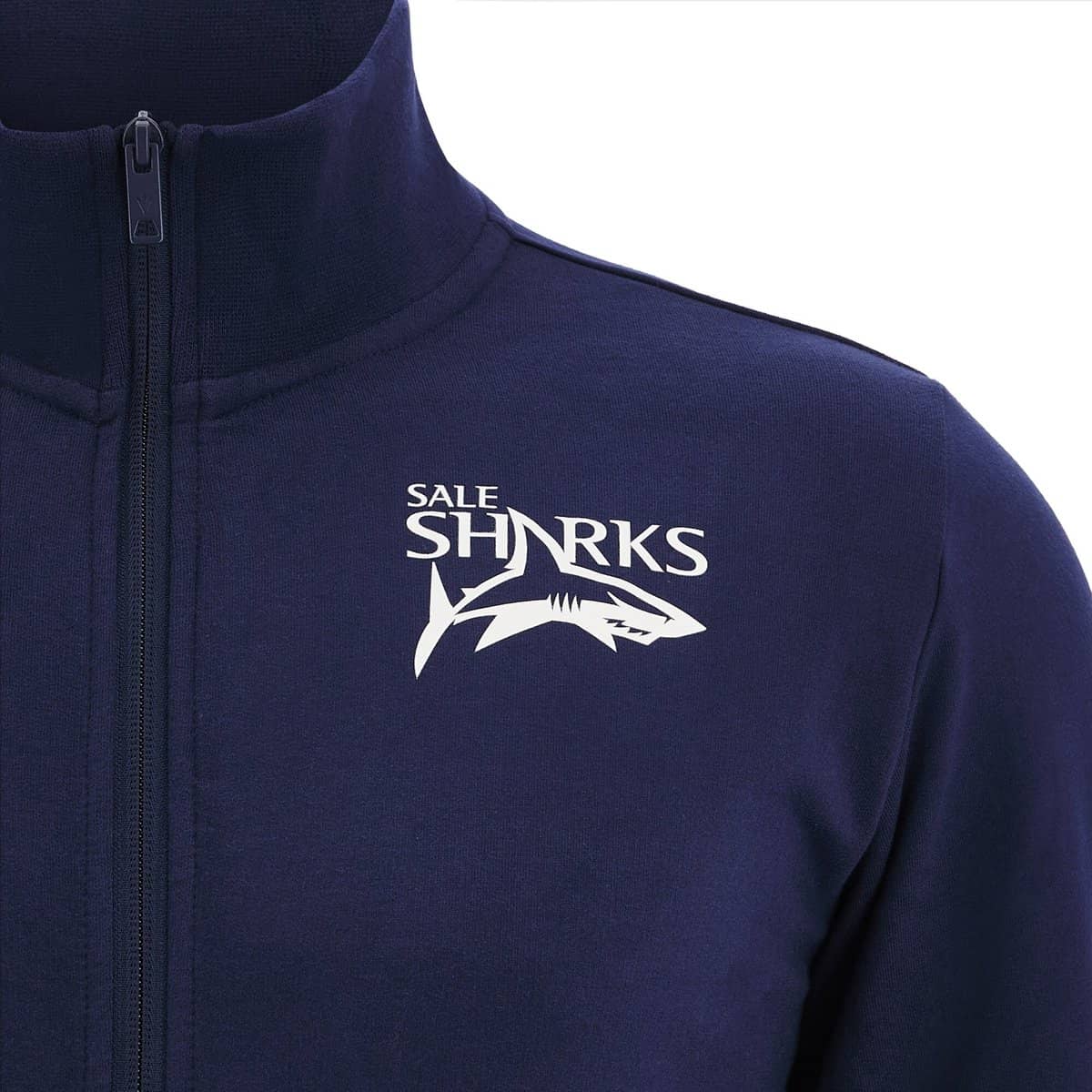 Felpa da viaggio blu navy Sale Sharks con zip lunga e logo.