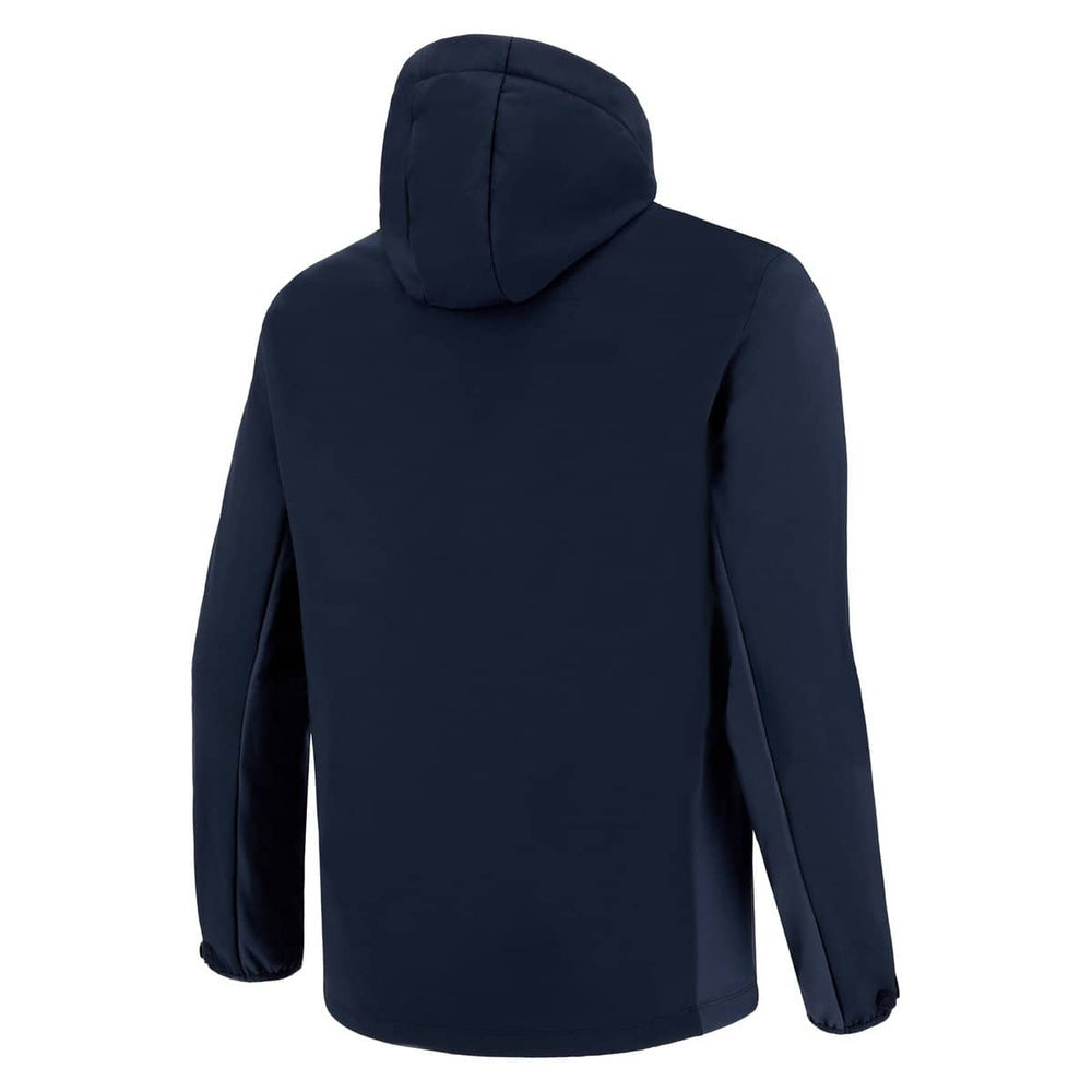 Giacca softshell blu navy da rugby Sale Sharks 2022-23 vista da dietro.
