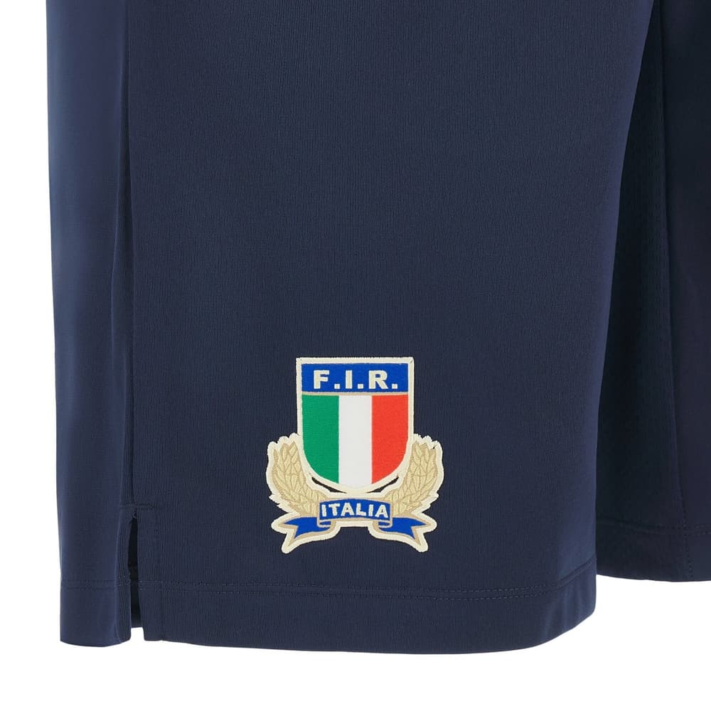 Bermuda da allenamento rugby FIR Italia blu navy con stemma ufficiale ricamato.