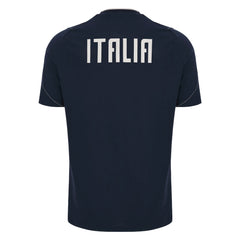 T-shirt Italia Rugby FIR Travel 2023-24 Policotone Blu Macron