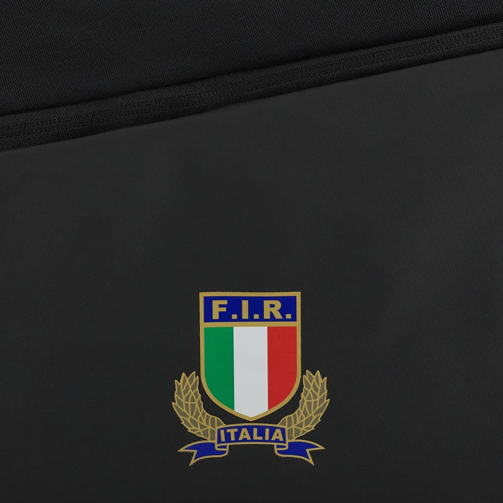 Borsa da palestra nera Ufficiale FIR con stemma Italia e corona d'alloro.