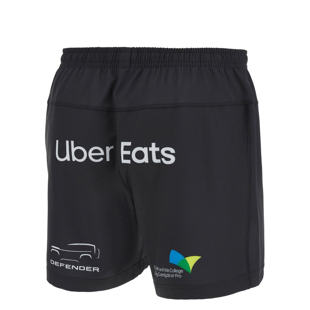 Pantaloncini da rugby Cardiff Blues Home M23-24 per ragazzo, neri con logo Uber Eats.
