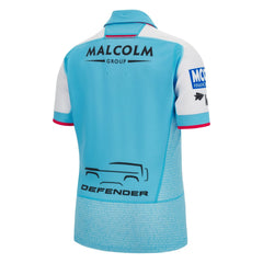 Maglia da rugby Glasgow Warriors Authentic Away M24 con logo Malcolm Group e scritta Defender.
