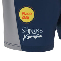 Pantaloncini da rugby Sale Sharks Home 23/24 per ragazzo, blu e grigio.