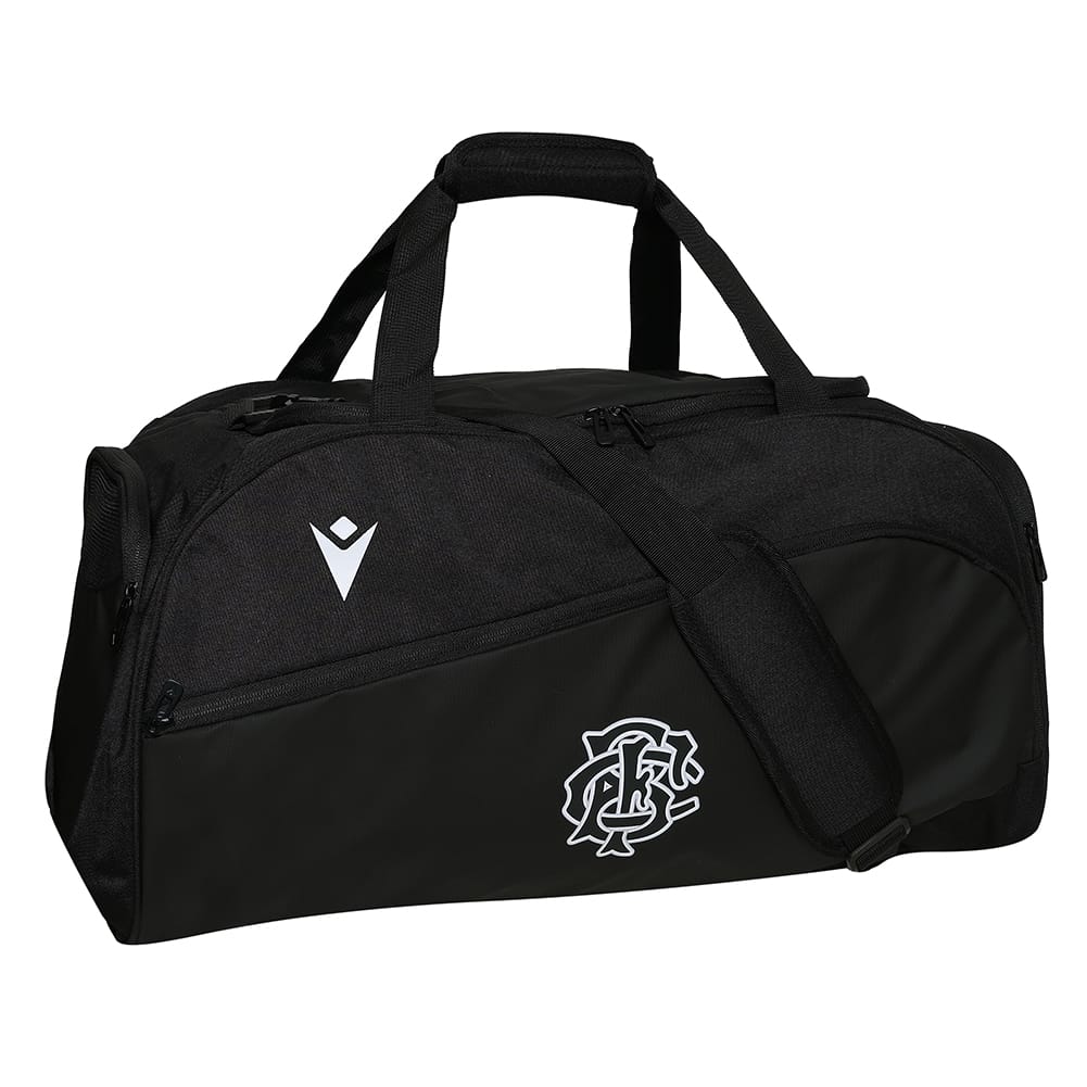 Borsa palestra Ufficiale Barbarians Rugby Macron nera con logo.