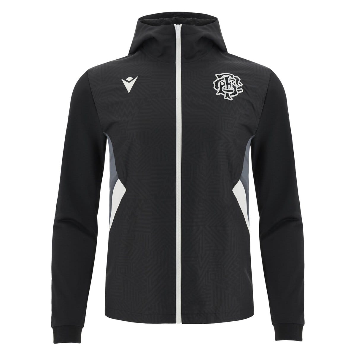 Felpa da viaggio Barbarians Rugby Macron nera con cappuccio e logo