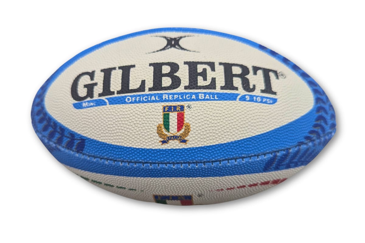 Pallone da rugby Mini Gilbert: replica ufficiale del pallone FIR Italia, taglia mini, Un gadget imperdibile per ogni fans dell'Italrugby