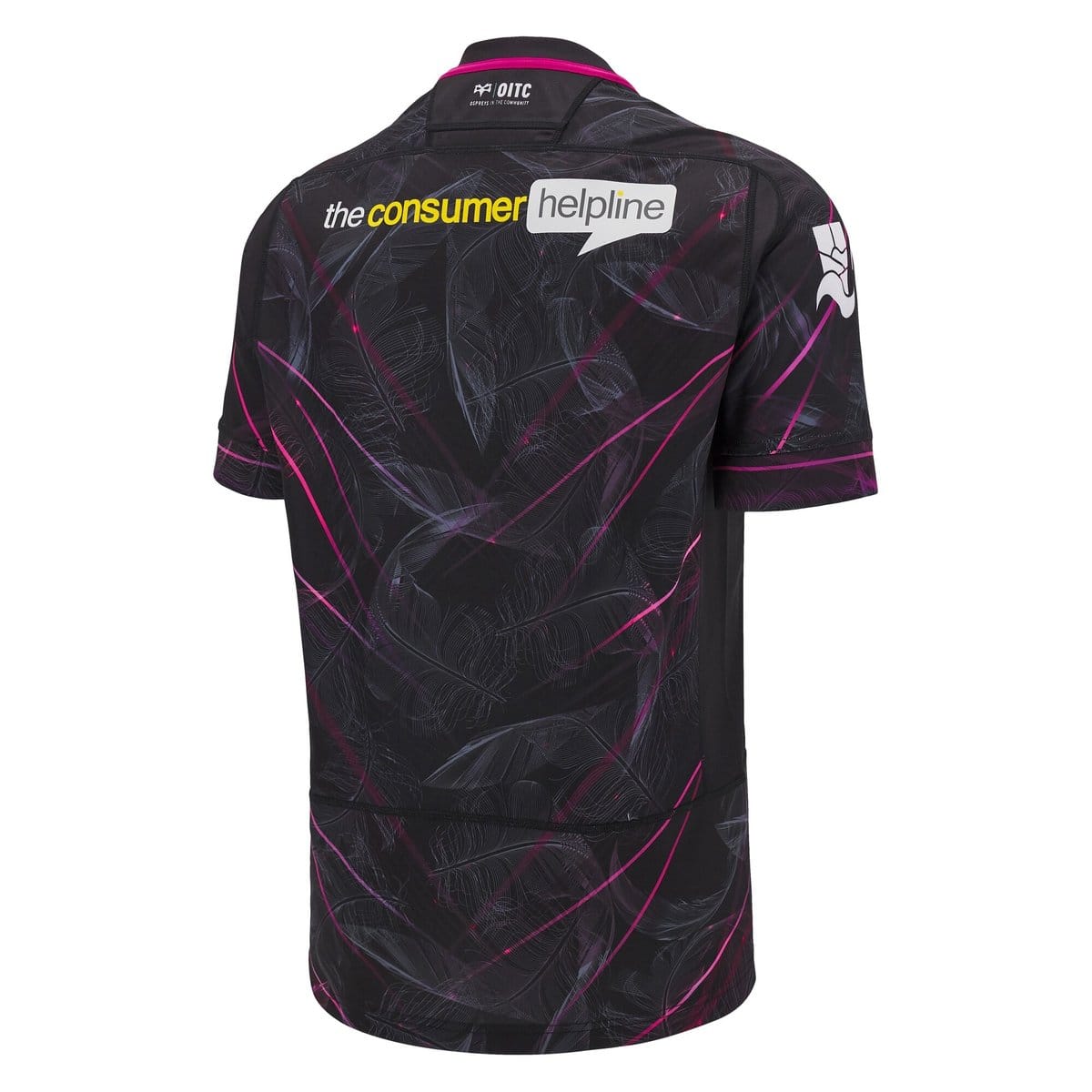 Maglia Rugby Ospreys home Macron 24-25 ufficiale con logo e sponsor.