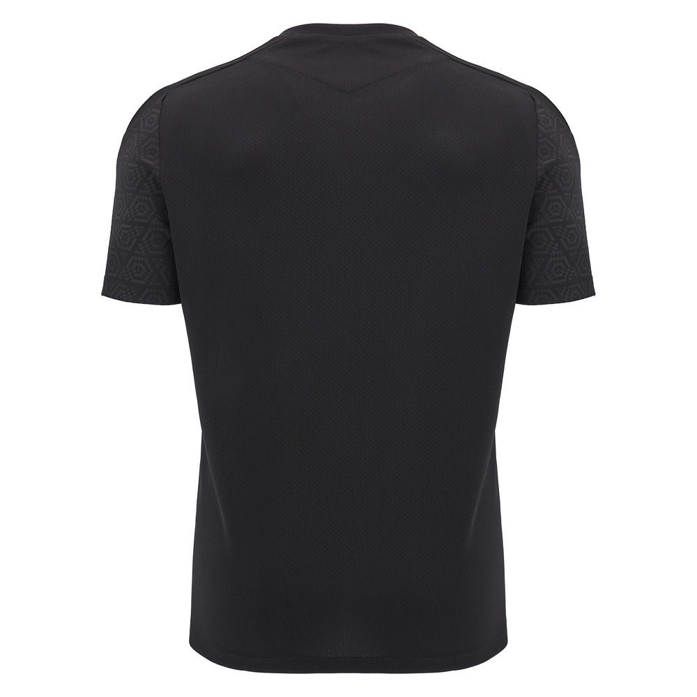 Maglia rugby Galles allenamento 2025 Total Black: Maglia nera da allenamento del Galles per il 2025 con maniche fantasia.