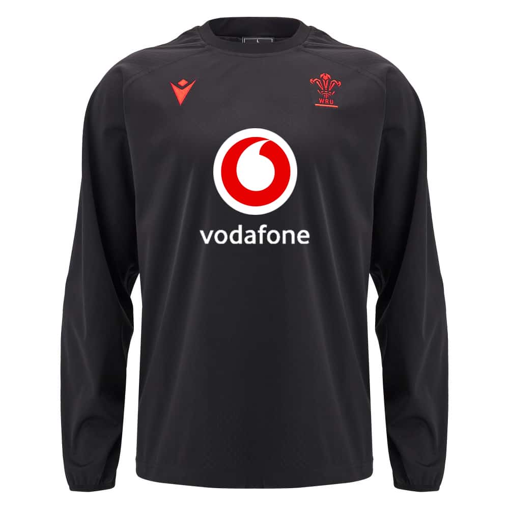 Top allenamento Galles Rugby Vodafone nero da uomo