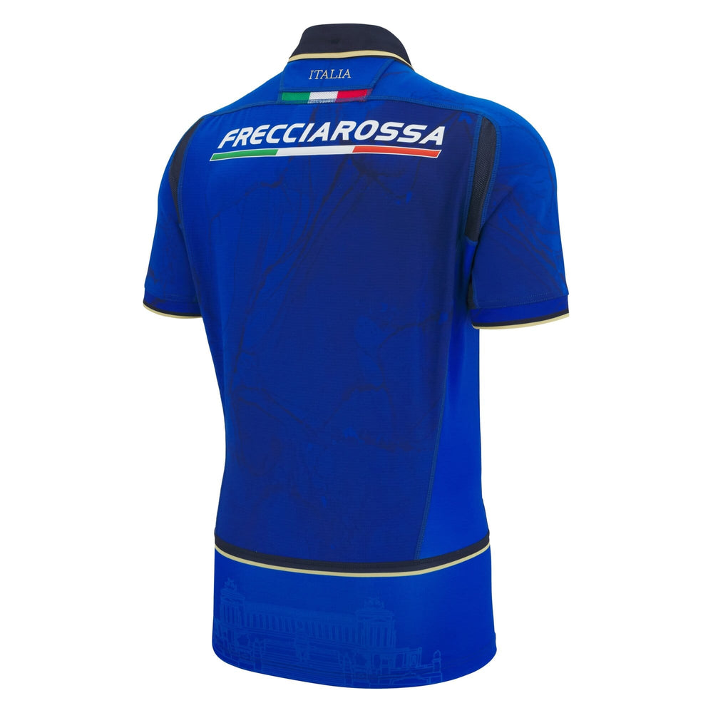 Maglia rugby Italia 2026 Home Macron blu con logo Frecciarossa