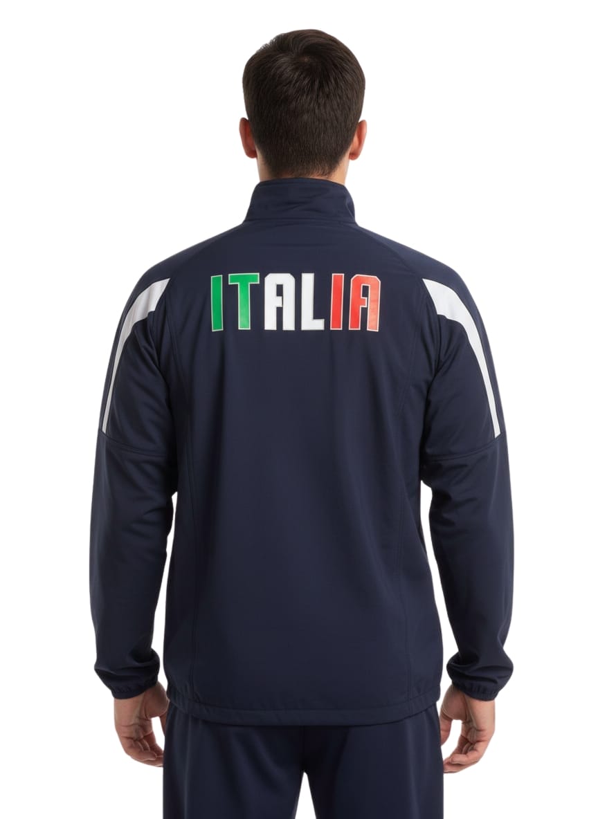 Giacca da allenamento da uomo Italia Rugby FIR, blu scuro con scritte Italia.