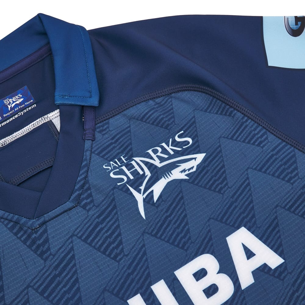 Maglia da rugby autentica Sale Sharks Home blu con logo.