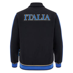 Felpa Italia Rugby College Cotone Zip Lunga Nero