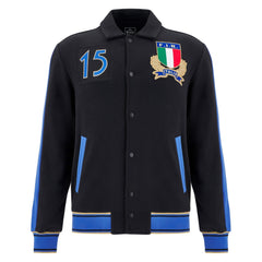 Felpa Italia Rugby College Cotone Zip Lunga Nero