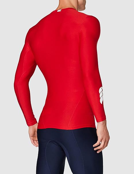 Maglia termica Canterbury rossa a maniche lunghe, baselayer uomo.