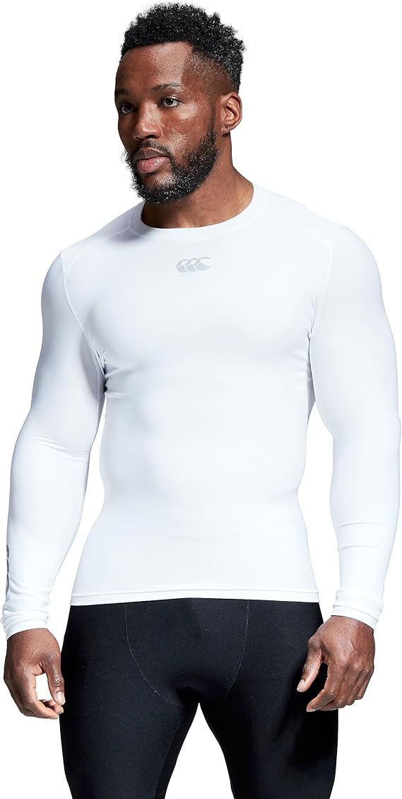 T-shirt termica Canterbury bianca a maniche lunghe da uomo, con logo discreto.