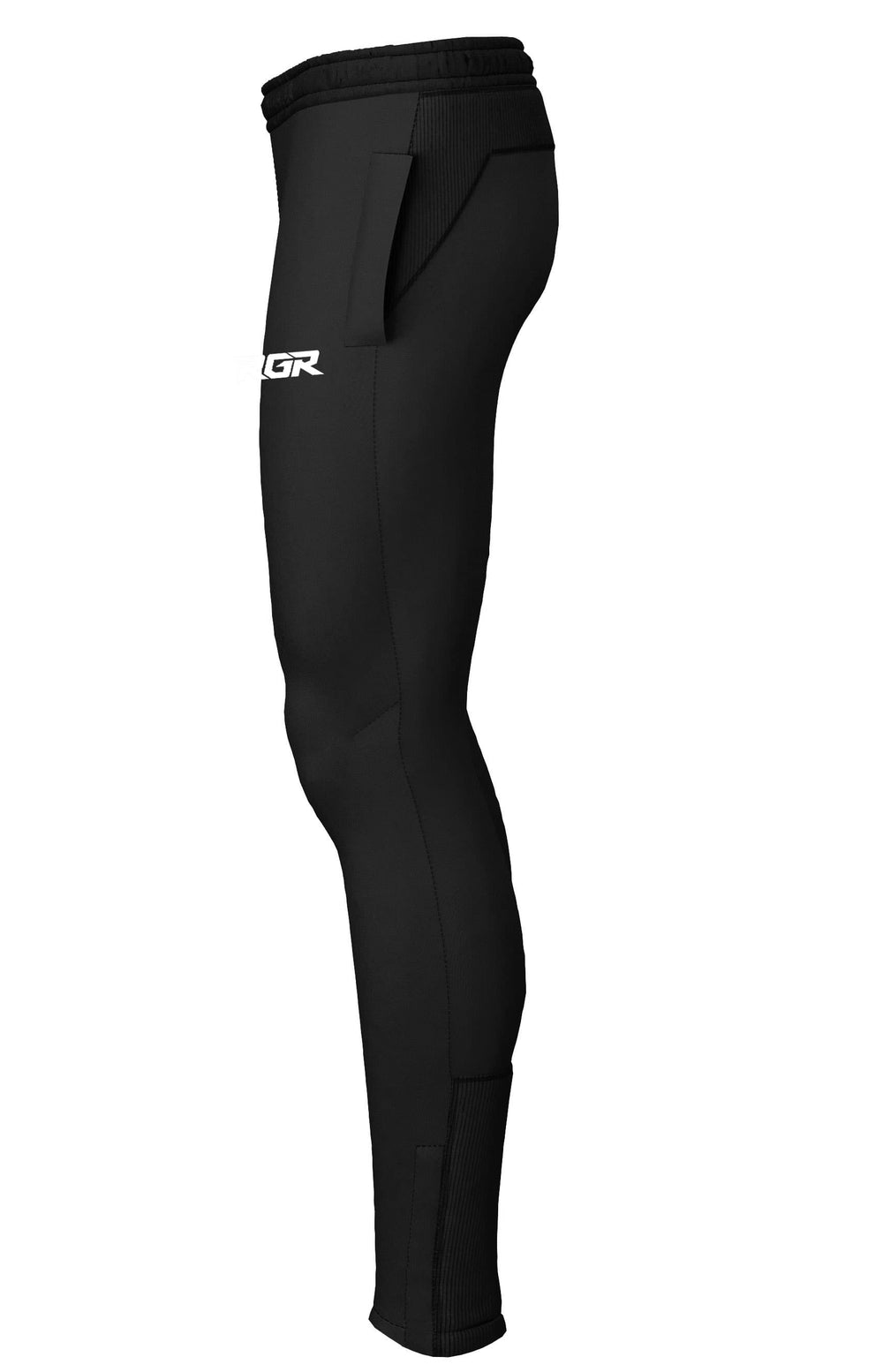 Pantalone rugby tuta extraskin RGR Nero: Black rugby tracksuit pants with side pocket