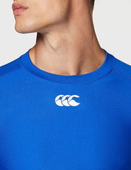 Maglia termica Canterbury blu azzurro, baselayer uomo con logo bianco.
