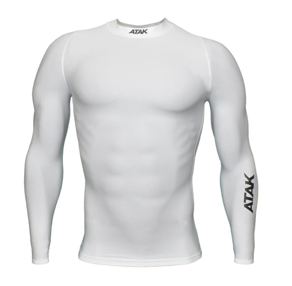 Maglia a compressione bianca ATAK Base Layer a maniche lunghe da uomo.