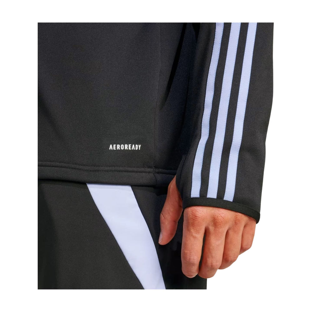 Felpa da rugby All Blacks nera con zip mezza e logo AEROREADY.