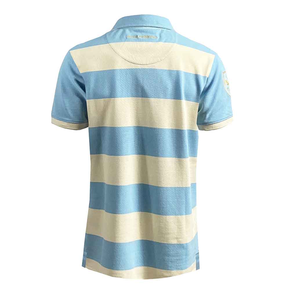 Polo Rugby Argentina Vintage 1985: Polo da uomo a righe azzurre e crema