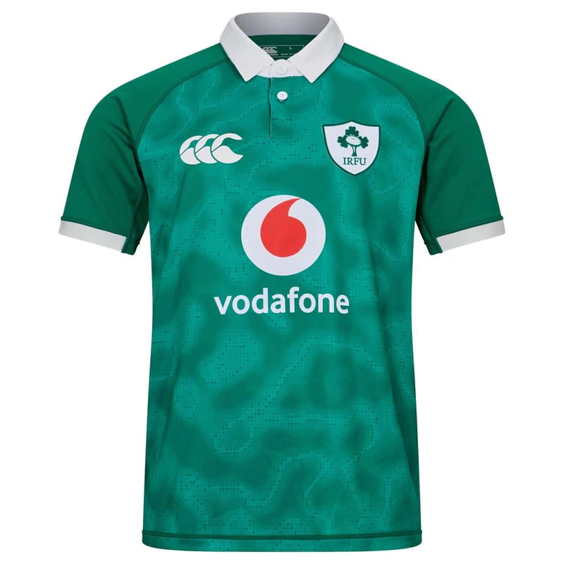 Maglia da rugby Irlanda 2026 Home Pro verde con logo Vodafone.