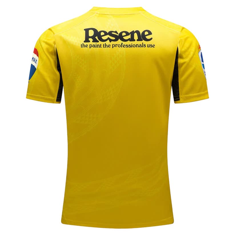 Maglia da rugby Hurricanes Super Rugby Pacific Home 2024-25: maglia gialla, vista posteriore