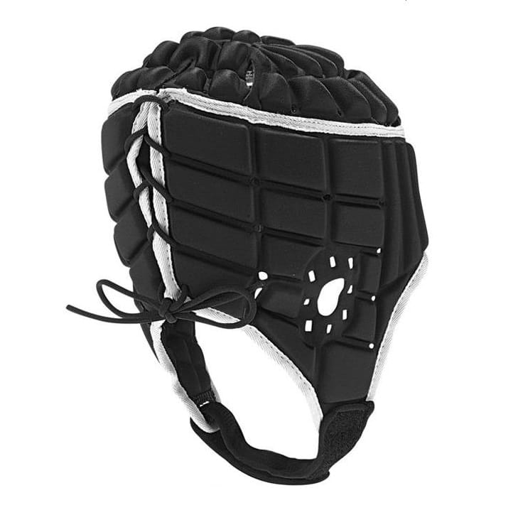 Caschetto Adidas Pro per rugby, nero, con lacci e design imbottito.
