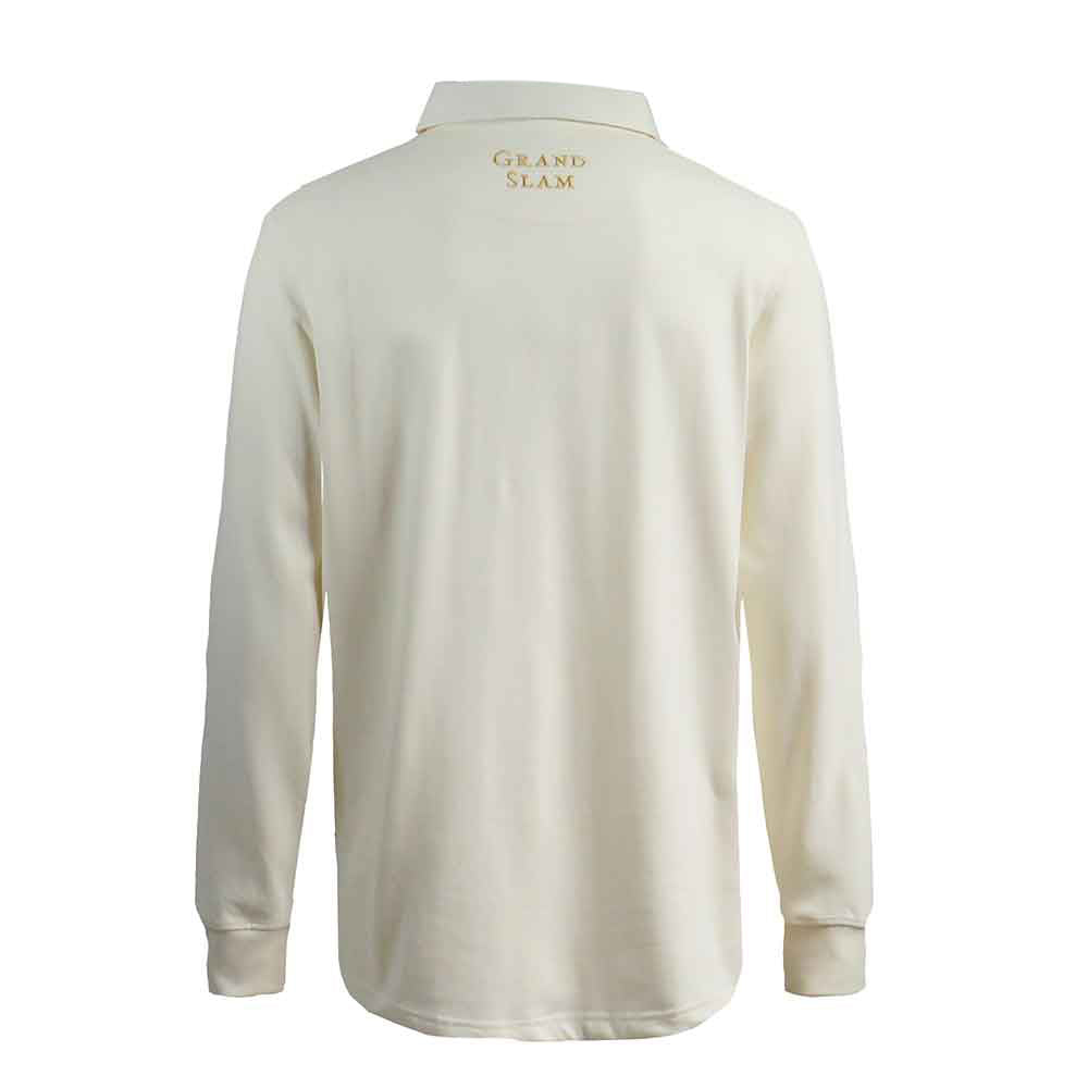 Maglia Rugby Inghilterra Vintage Classic: Maglia da rugby a maniche lunghe color crema con ricamo "Grand Slam" sul retro.