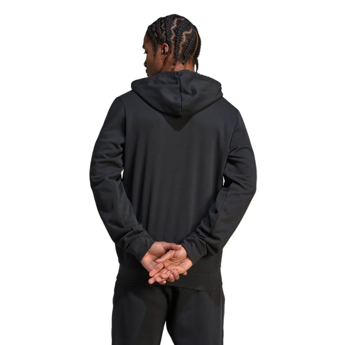 Felpa nera con cappuccio e zip lunga All Blacks 2024 vista da dietro.